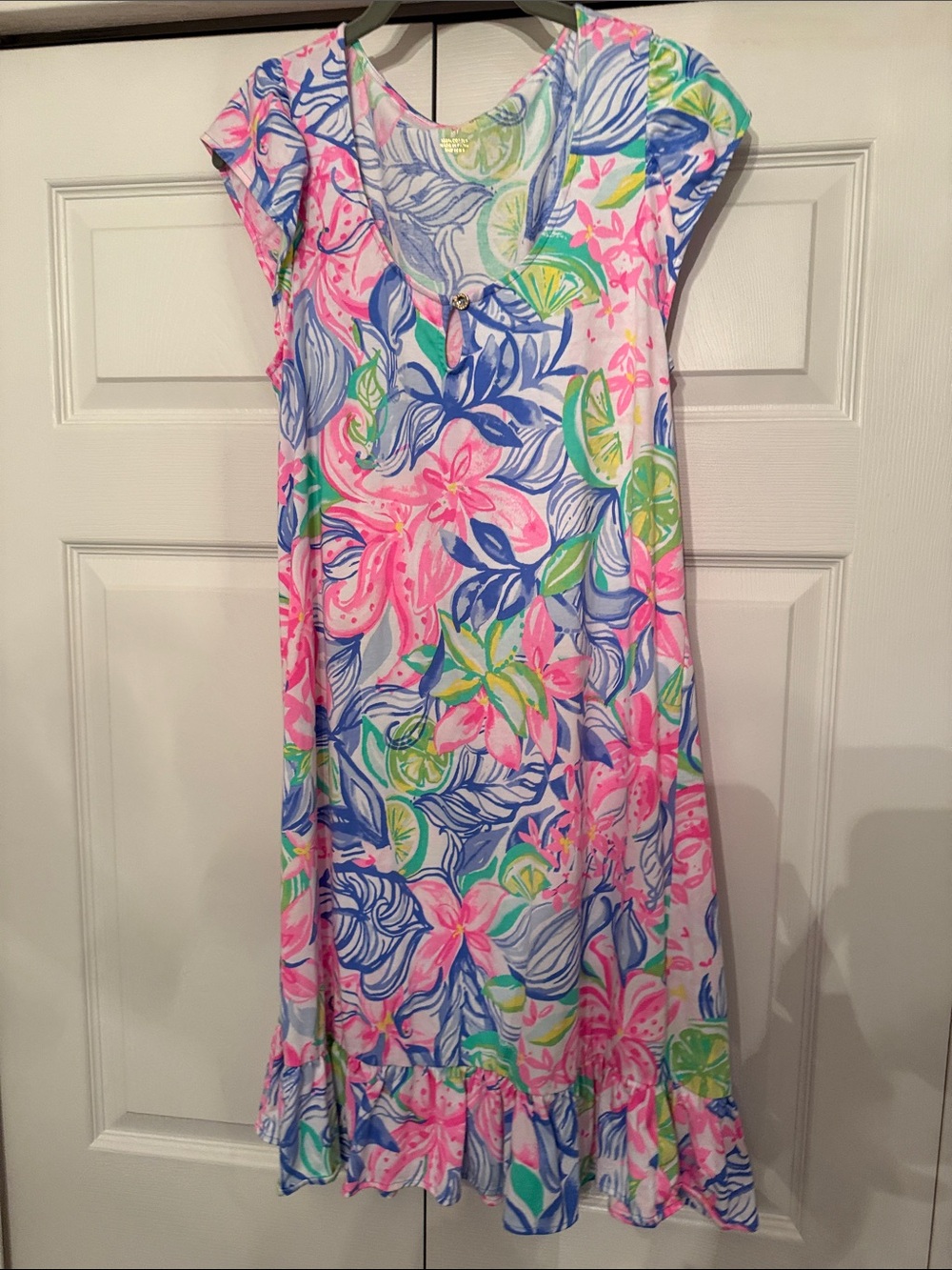 Lilly Pulitzer Multicolor Floral Scoop Neck Top in Pink, Blue & Green